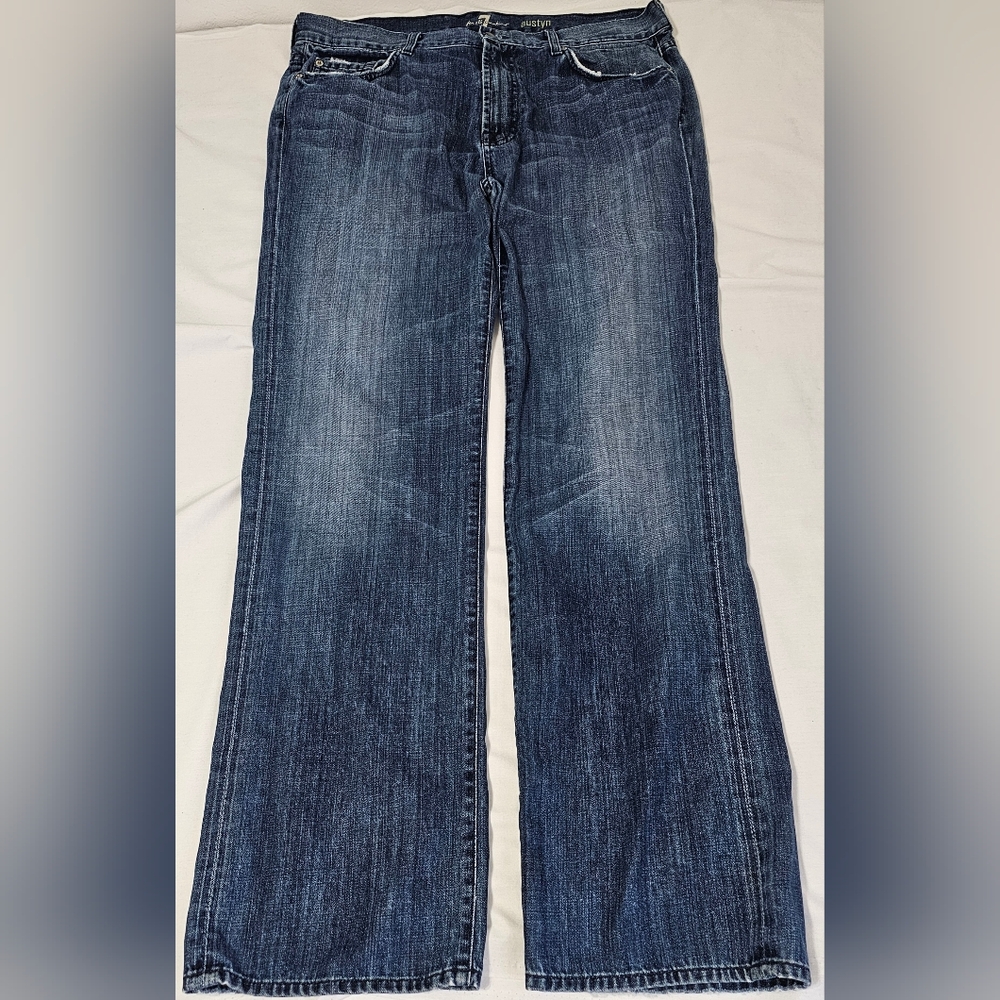 7 For All Mankind Austyn Men’s Jeans Blue Denim Relaxed Straight Made In USA